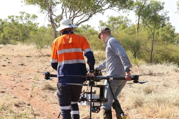 Hyspex Mjolnir spectrometer drone and operators